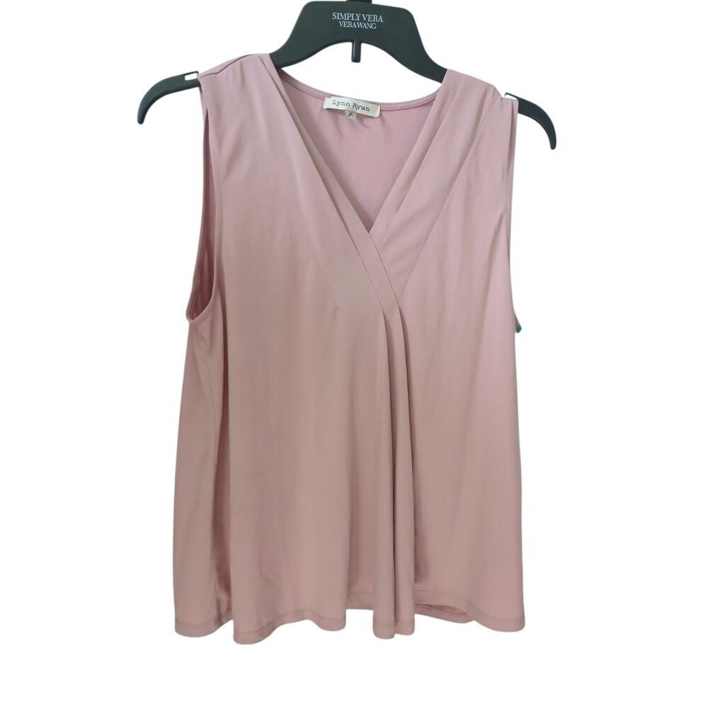Lynn Ryan Blouse Women Size M Pink Sleeveless V Neck Casual Office Top